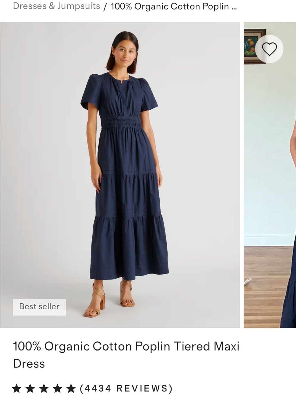 Quince Navy Tiered Maxi Dress